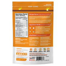 Load image into Gallery viewer, Back of fuel blend pouch by Smoov Blends. Contains nutritional information, ingredients, creative description, how to use, country of origin, storage and dietary details and manufacturing information.